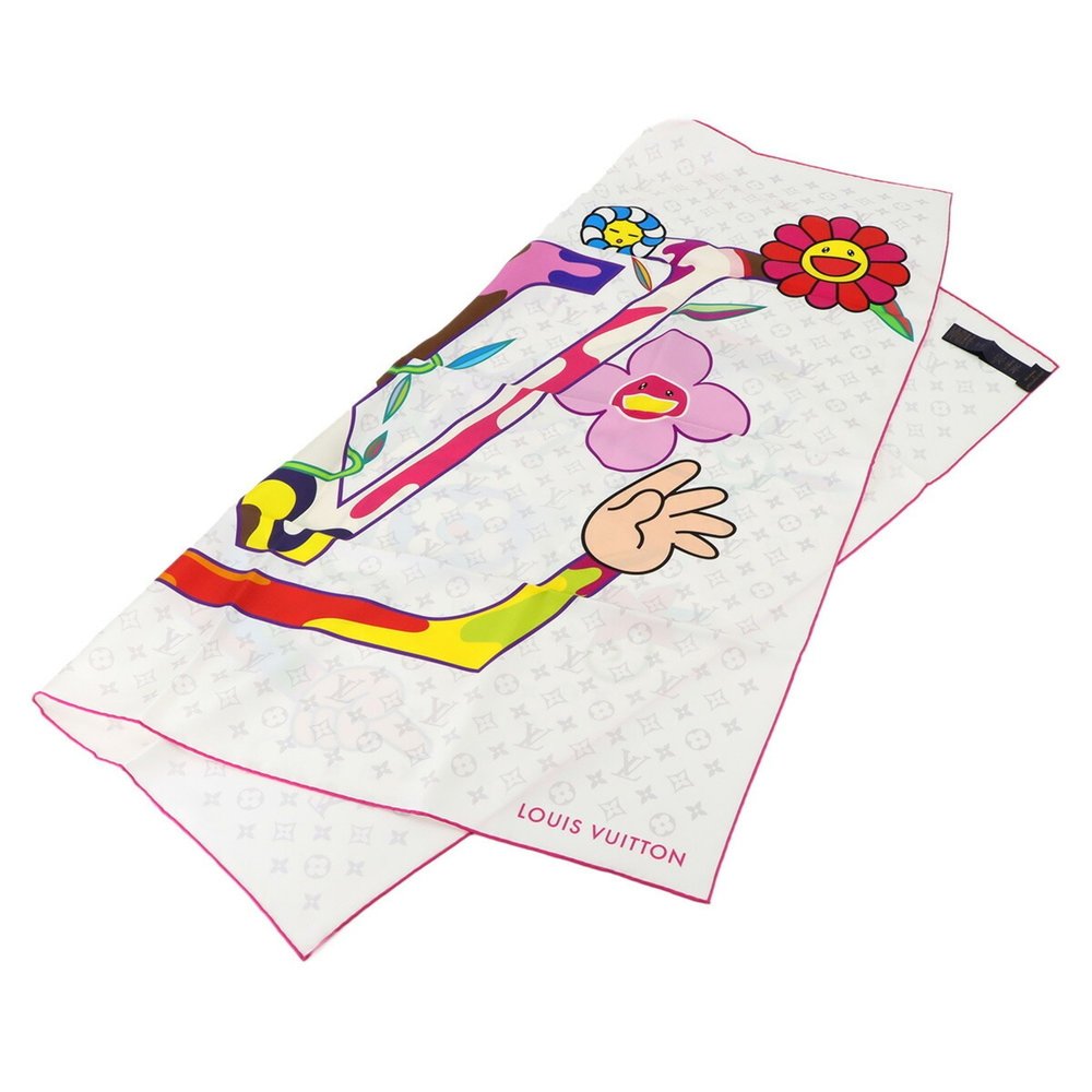 Louis Vuitton LOUIS VUITTON LV×TM Carre 90 Super Flat Scarf/Muffler White M96... - Picture 3 of 5